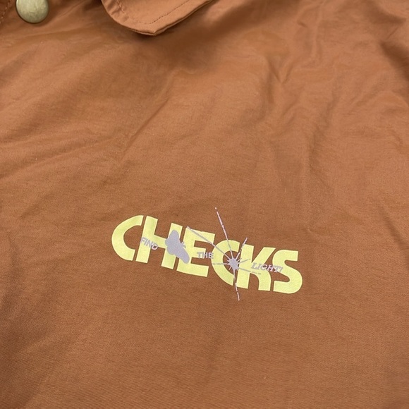 NWT Checks Butterfly Logo Graphic Nylon Jacket in Toasted Coconut Sz S - Picture 14 of 15